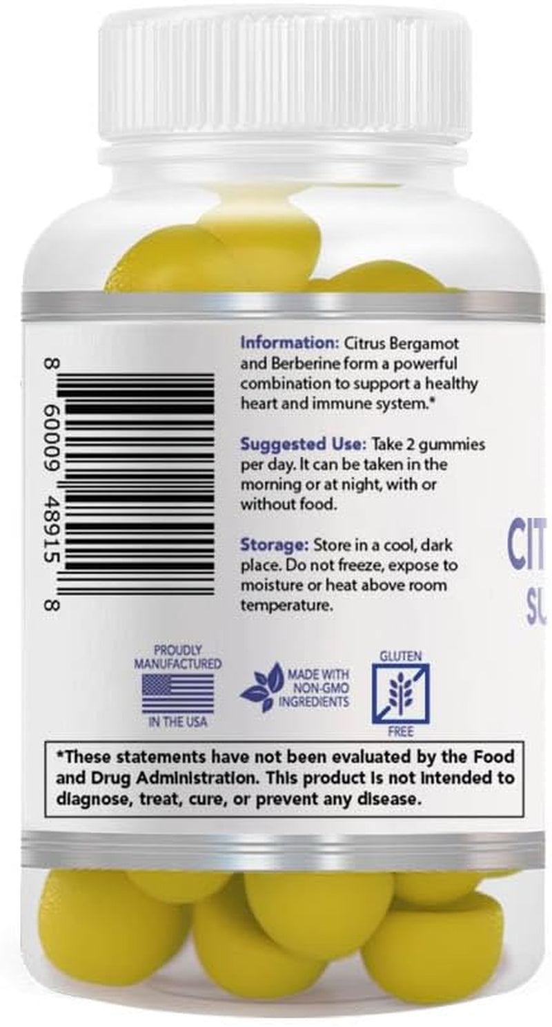 Premium Citrus Bergamot Extract Supplement with Berberine Gummies - 500Mg, 60 Gummies