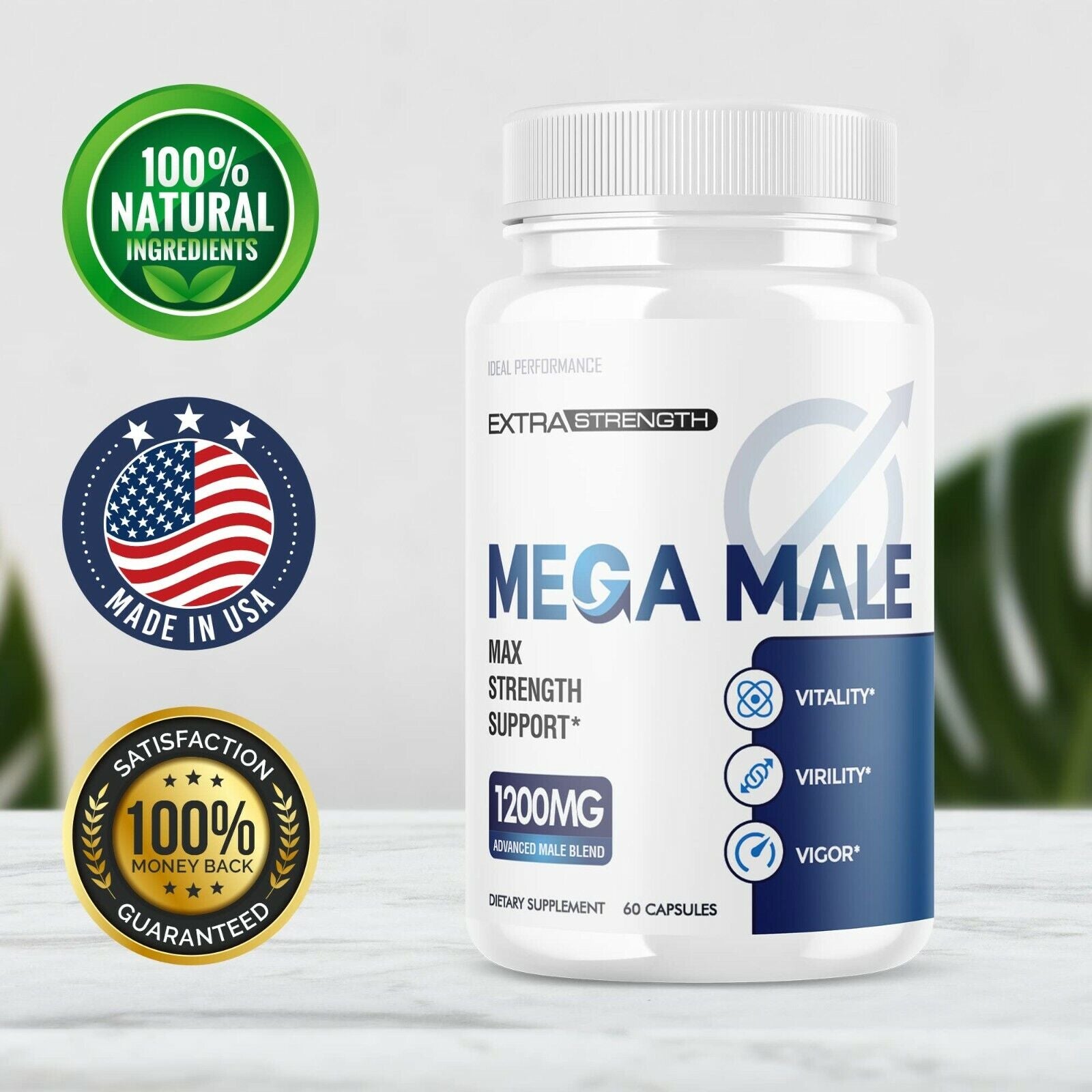 Mega Male Supplement Pills (5 Pack - 300 Capsules) 