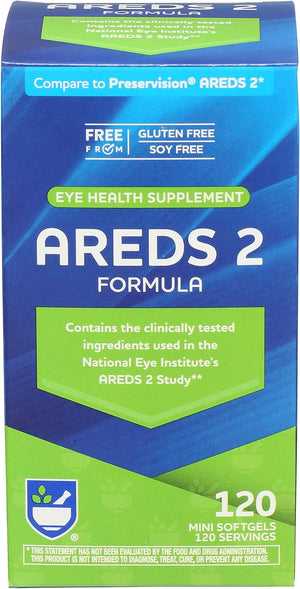 AREDS 2 Softgels - 120 Count, Macular Support for Eye and Vision Health, Contains Lutein, Vitamin C, Zeaxanthin, Zinc & Vitamin E, Gluten Free and Soy Free