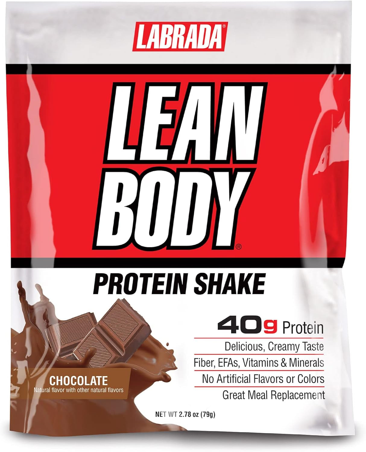 Labrada Lean Body MRP All-In-One Chocolate Meal Replacement Shake, 40G Protein, Whey Blend, 8G Healthy Efa'S Fats & Fiber, 22 Vitamins and Minerals , No Artificial Color, Gluten Free, (80 MRP Packets)