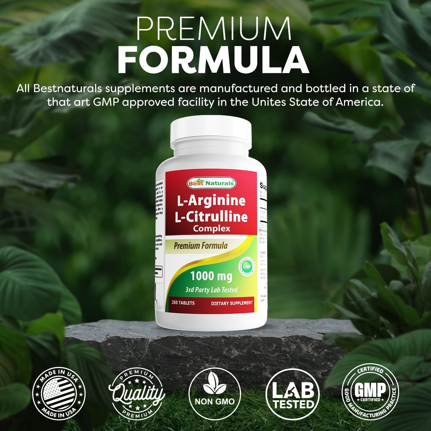 L-Arginine L-Citruline Complex Tablets, 250 Count