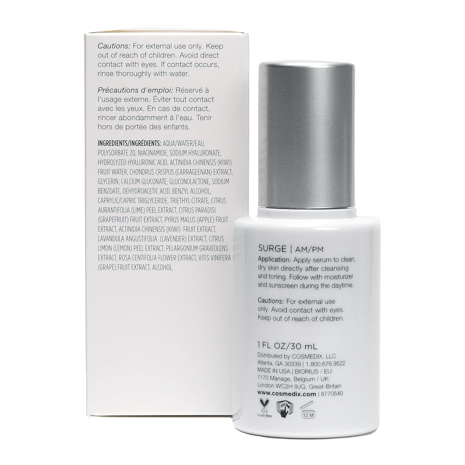 COSMEDIX Surge Hyaluronic Acid Booster - anti Aging, anti Wrinkle, Ultra Hydrating Face Moisturizer for Soft, Radiant Skin - Vitamin C Serum with Hyaluronic Acid Serum for Face, Niacinamide Serum