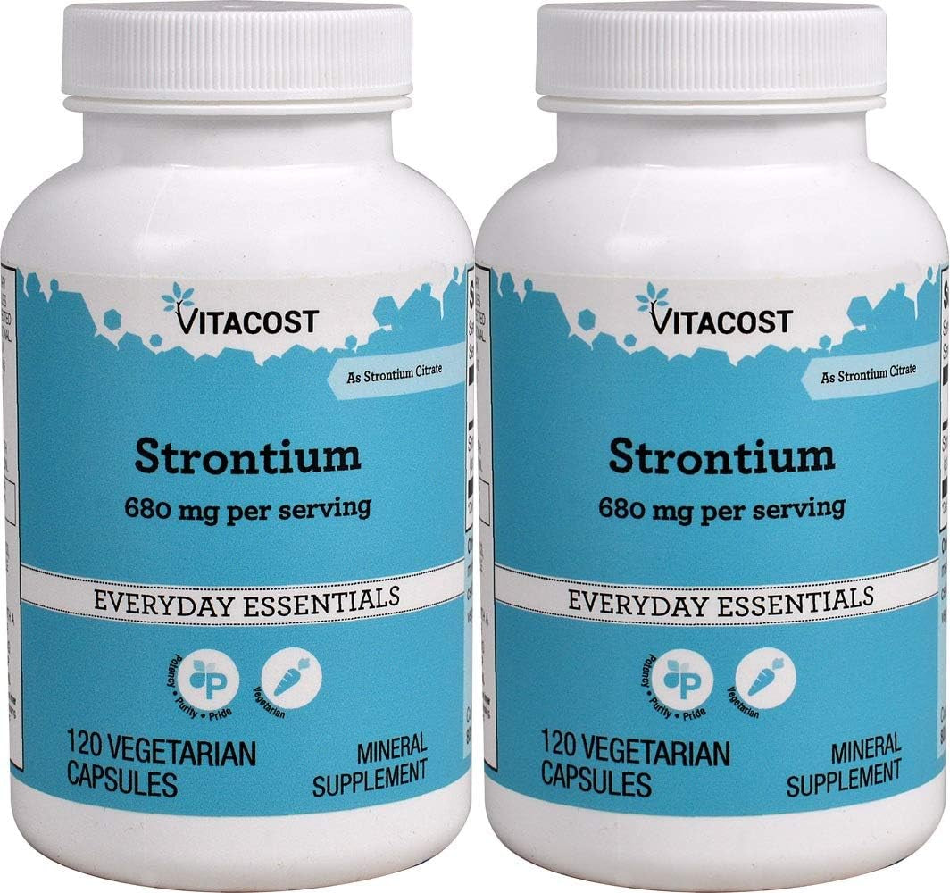 Strontium - 680 Mg per Serving - 120 Vegetarian Capsules - 2PC