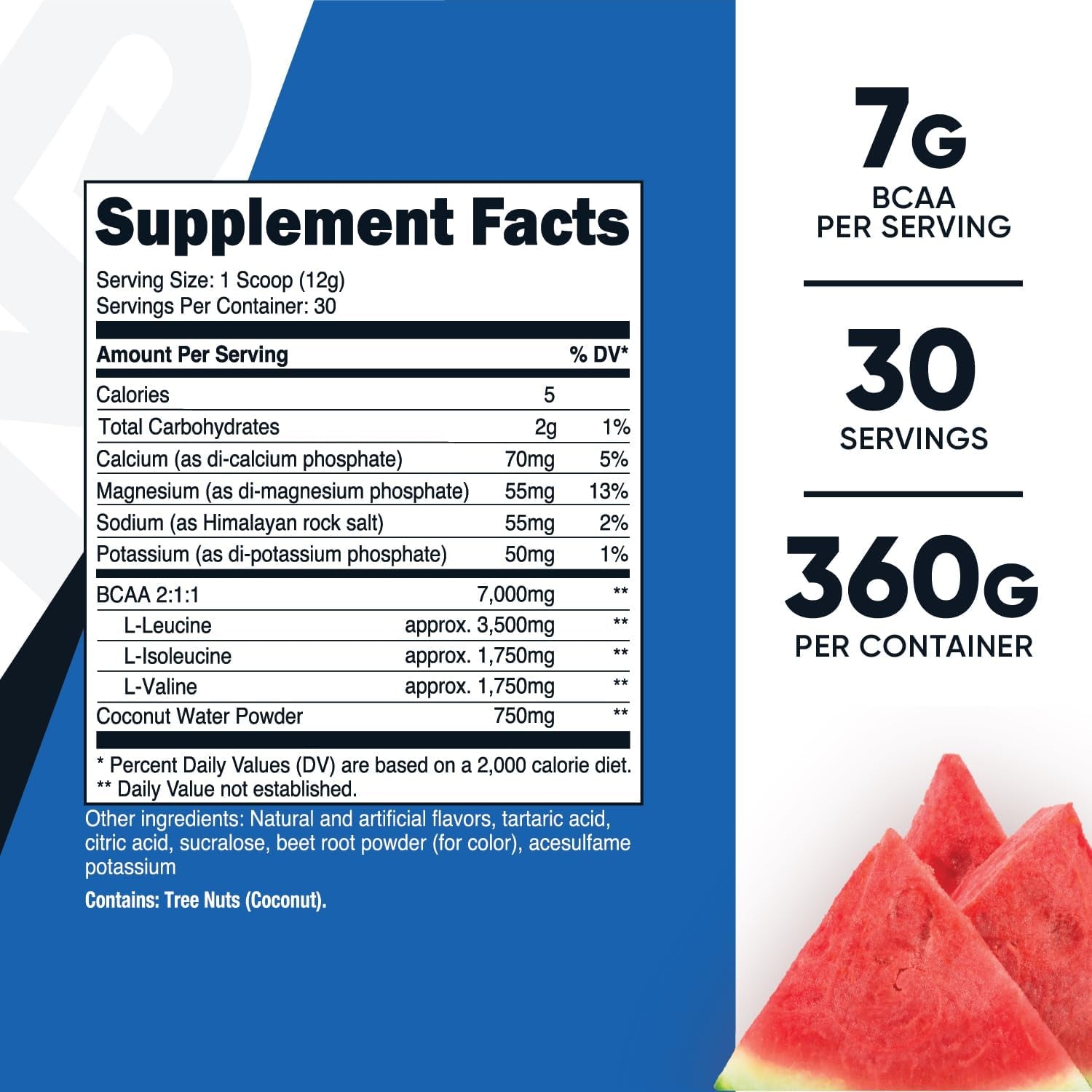 Nutricost BCAA + Hydration Powder (Watermelon, 30 Servings) - Branched Chain Amino Acids with Hydration Complex, Gluten Free, Non-Gmo, Vegetarian 