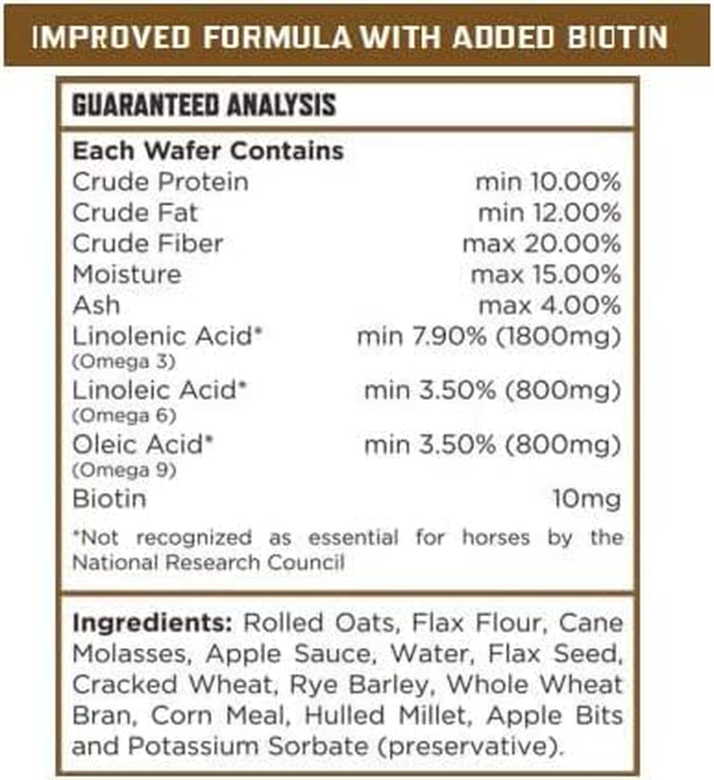 Majesty'S Omega Wafers - Superior Horse/Equine Skin, Coat, and Immune Support Supplement - Omega 3, 6, 9, and Biotin (Regular, 2 Pack(120 Count Total))