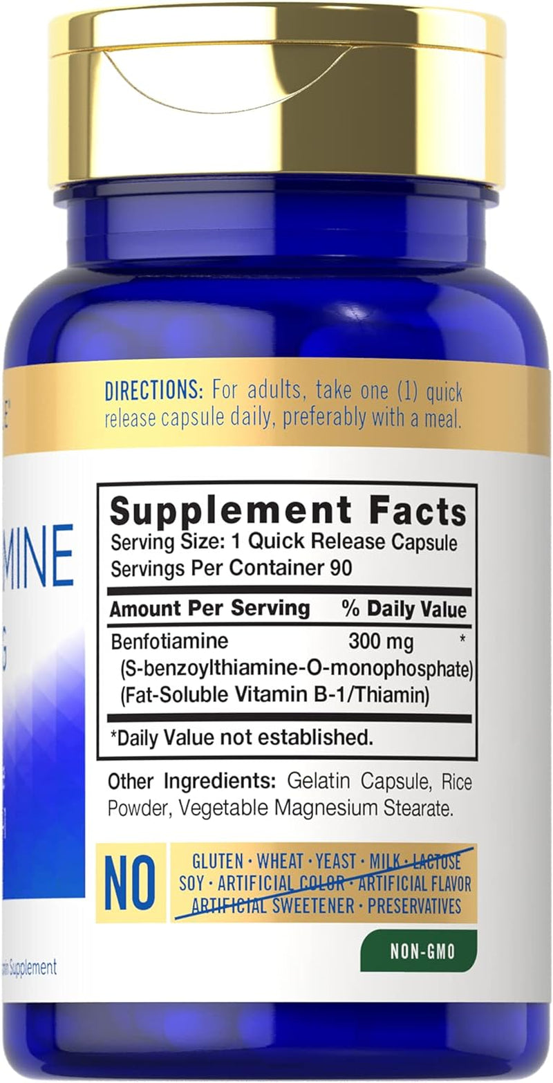 Carlyle Benfotiamine 300Mg | 90 Capsules | Fat Soluble Vitamin B-1 | Non-Gmo, Gluten Free