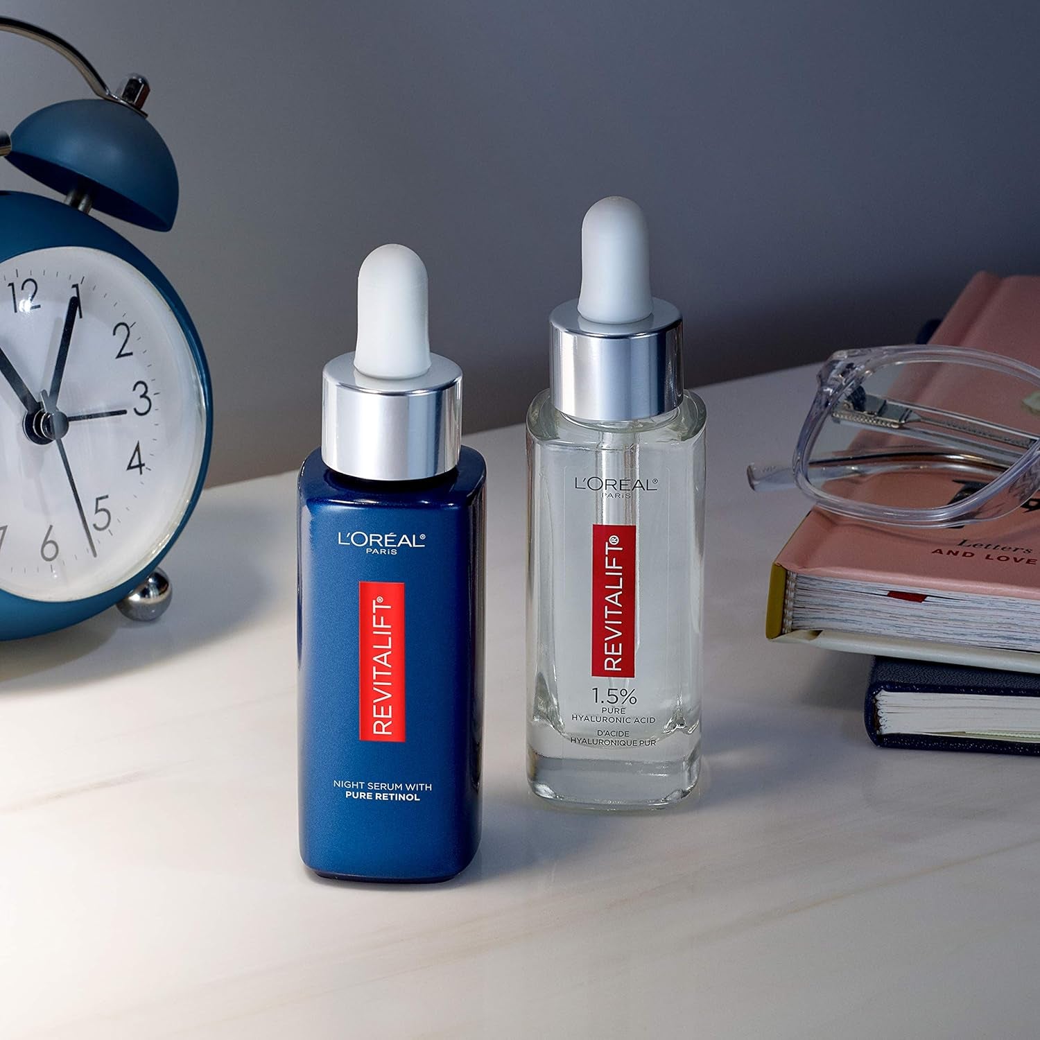 L'Oreal Paris Revitalift 1.5% Pure Hyaluronic Acid Face Serum + 0.3% Pure Retinol Night Serum, 1 Kit