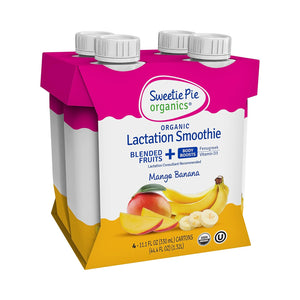Lactation Smoothie, Mango Banana, Supports Breastmilk Production for Nursing and Pumping - No Artificial Sweeteners, Flavors or Dyes – 4 Pack