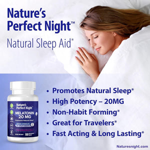 Nature'S Perfect Night Bundle | Melatonin 20Mg | Kids Melatonin 1Mg | Magnesium Glycinate | 180 Count | 100 Count | 180 Count | Sugar Free | Gluten Free | Non-Gmo | Vegan 
