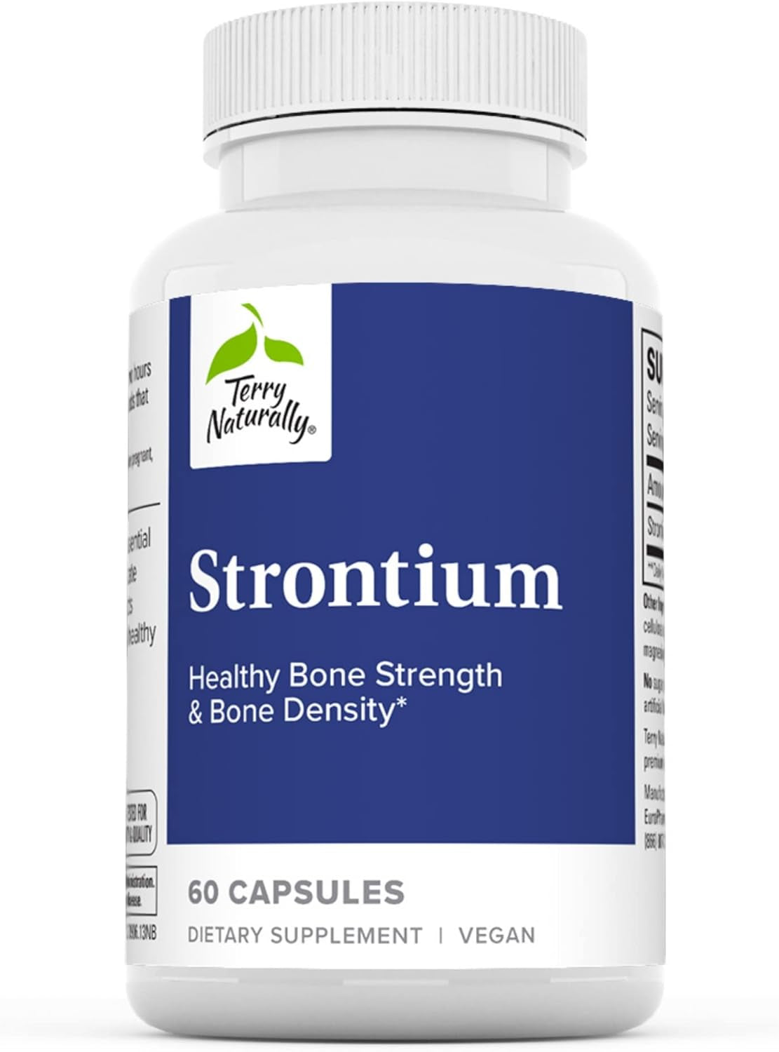 Terry Naturally Strontium - 60 Capsules - Supports Bone Strength & Density - Non-Gmo, Gluten Free, Kosher - 30 Servings
