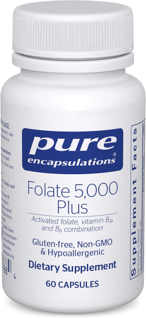 '- Folate 5,000 plus - Activated Folate, Vitamin B12 and B6 Combination - 60 Capsules