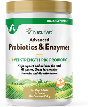 Veterinarian Strength Advanced Probiotics, Healthy Enzymes and PB6 Probiotic Supplement for Your Dogs Stomach, Intestine, Digestion and GI Tract Health, Made by Naturvet, 120 Soft Chews