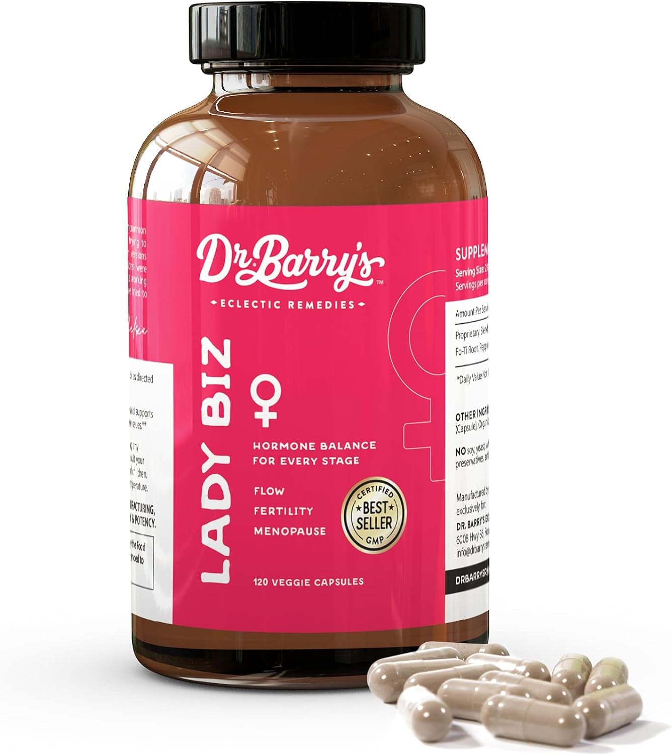 Lady Biz | Hormonal Balance for Women | Fertility & Menopause Support for Women, Estrogen & Mood Support. 120 Capsules, 30 Day Supply