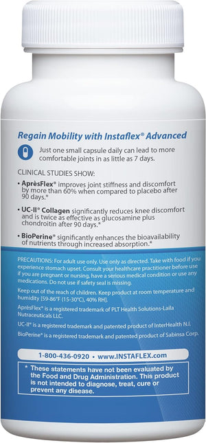 Instaflex Advanced Joint Support Nutritional Supplement Capsule with Doctor Formulated Joint Relief Supplement, Featuring UC-II Collagen & 5 Other Joint Discomfort Fighting Ingredients, 60 Ct