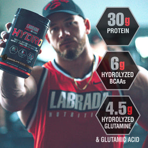 Labrada HYDRO 100% Pure Hydrolyzed Whey Protein Isolate Powder, Lactose Free, 6G Bcaa’S, 4.5G Glutamine, Fastest Digesting Whey Available, Instant Mixing, Delicious Taste 20 Servings(Chocolate)