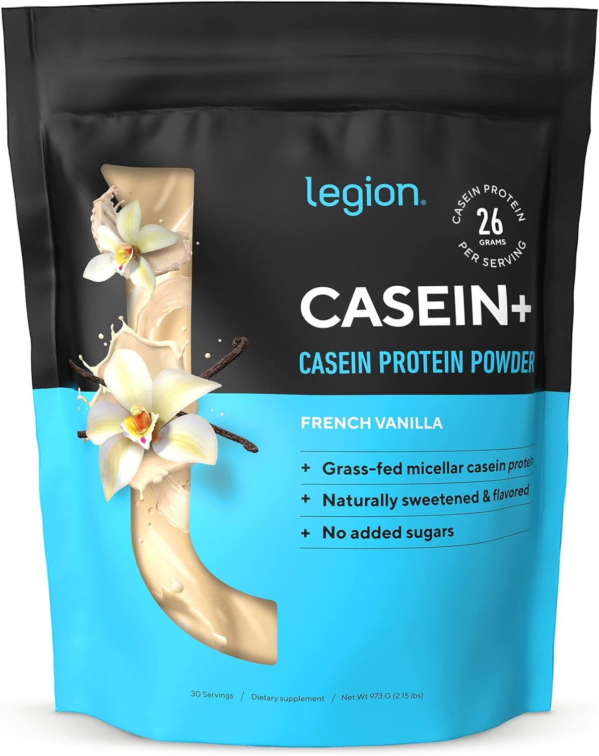 LEGION Casein+ Casein Protein Powder (Dutch Chocolate) - Slow-Release Micellar Casein Protein Powder - Non-Gmo, Gluten-Free & Naturally Sweetened Casein Powder from Grass-Fed Cows (30 Servings) 