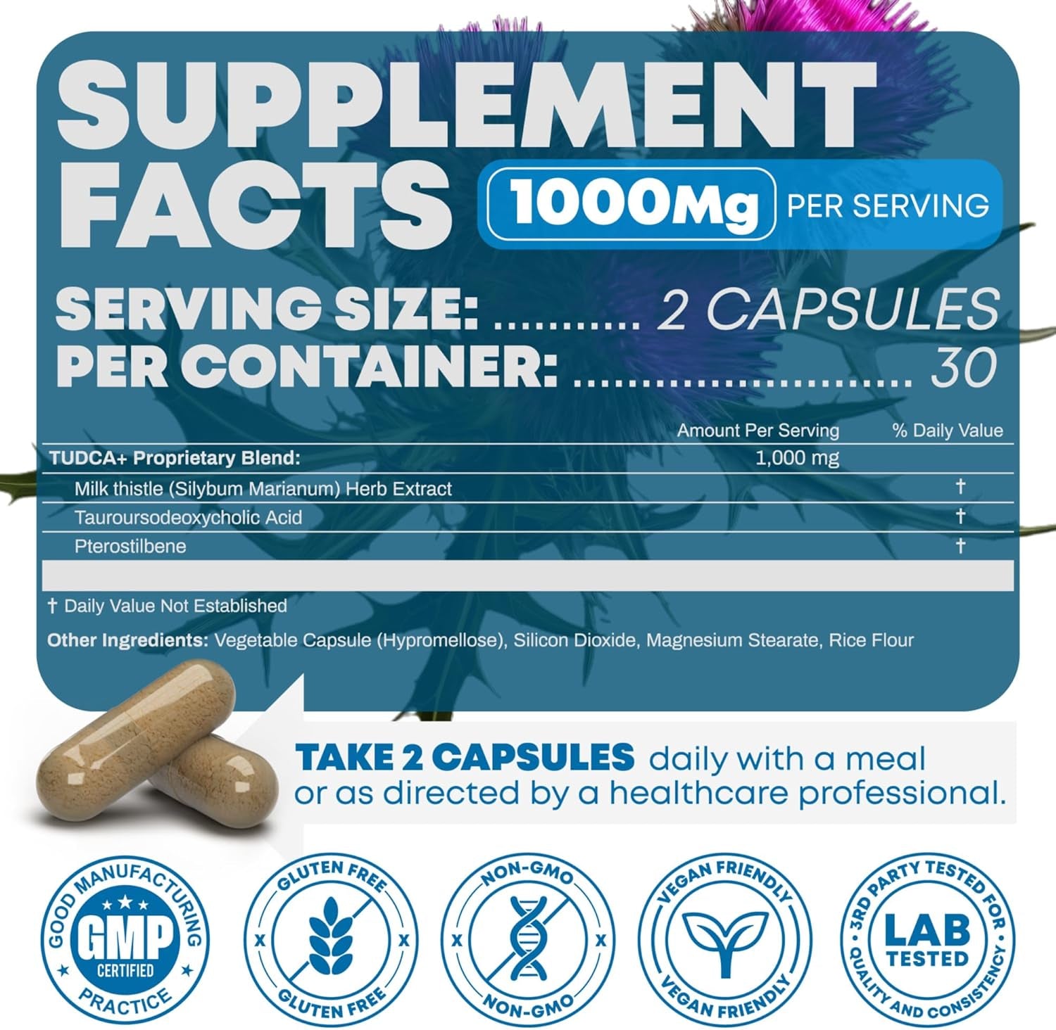 TUDCA+ 1000Mg Bile Salt Supplement for Liver Support, Detoxification, Digestive Health, Inflammation, and Skin Health - Made in the USA (60 Vegan Capsules)