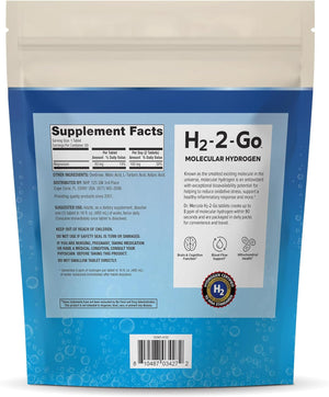H2-2-Go Molecular Hydrogen, 60 Servings (60 Tablets), 8 Ppm of Hydrogen per Tablet, Dietary Supplement, Supports Circulatory Health 