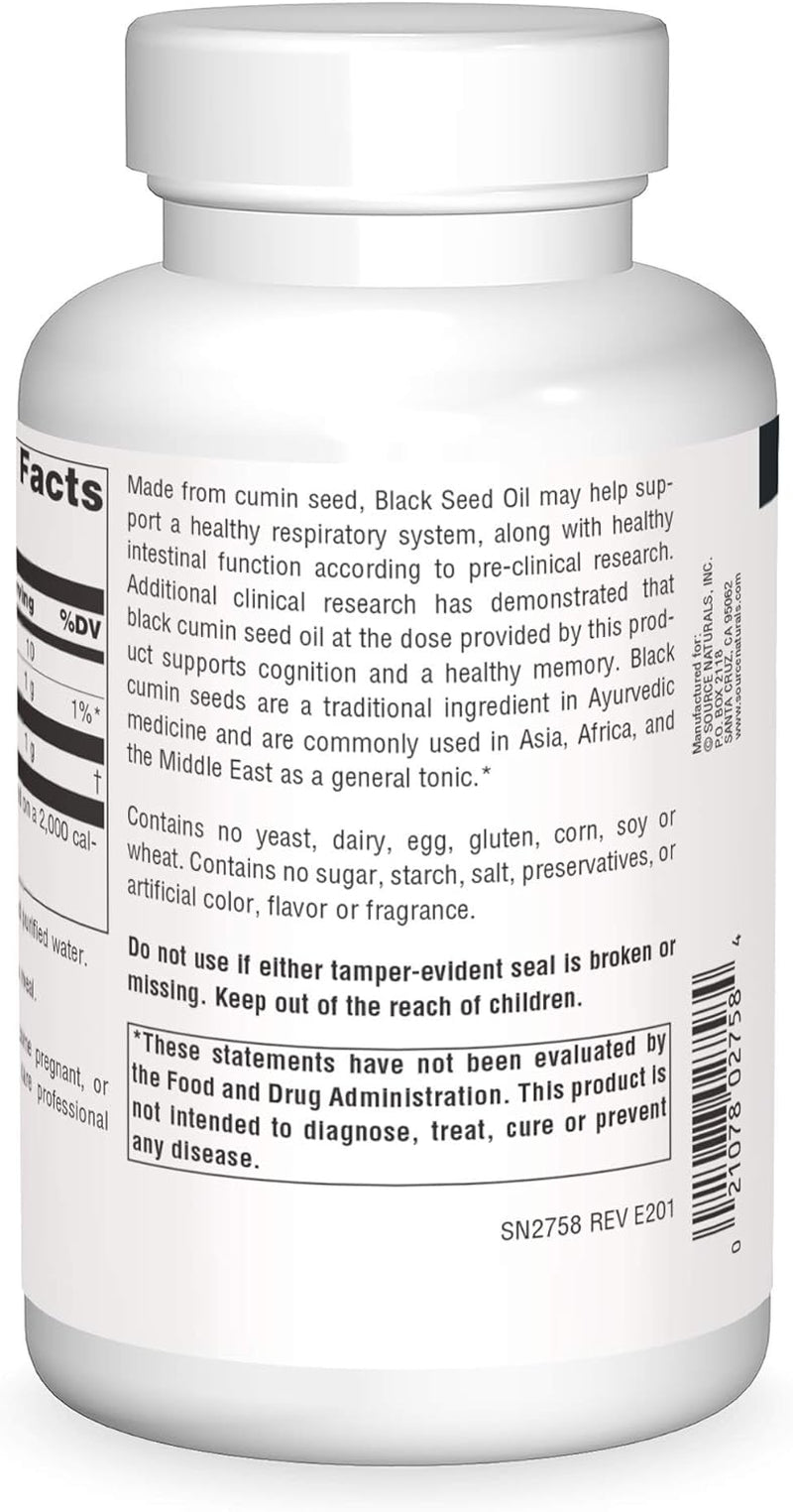 Source Naturals Black Cumin Seed Oil for Respiratory Support -120 Softgels