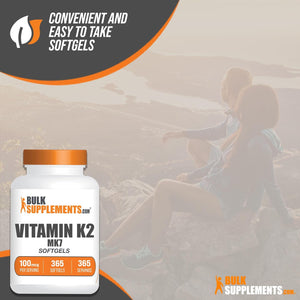 .Com Vitamin K2 Softgels - Vitamin K2 MK7, Vitamin K2 Supplement, Vitamin K2 100 Mcg - MK7 Vitamin K2 for Bones, Gluten Free - 1 Softgel per Serving, 365 Softgels