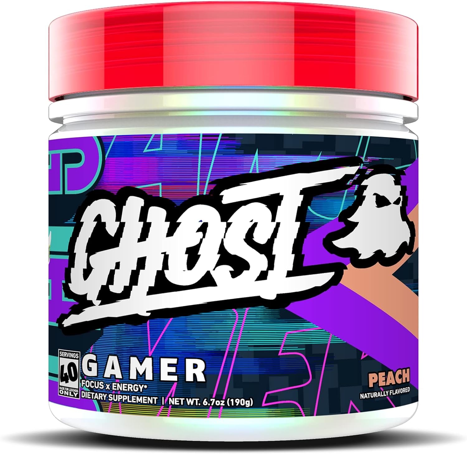GHOST Gamer: Energy and Focus Support Formula - 40 Servings, Sour Patch Kids Redberry - Nootropics & Natural Caffeine for Attention, Accuracy & Reaction Time - Vegan, Gluten-Free