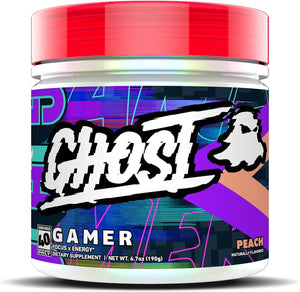GHOST Gamer: Energy and Focus Support Formula - 40 Servings, Sour Patch Kids Redberry - Nootropics & Natural Caffeine for Attention, Accuracy & Reaction Time - Vegan, Gluten-Free