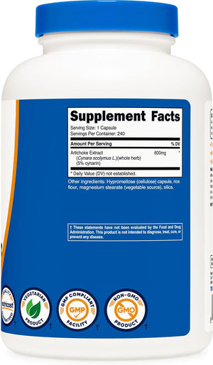 Nutricost Artichoke Extract 600Mg, 240 Vegetarian Capsules - Gluten Free, Non-Gmo