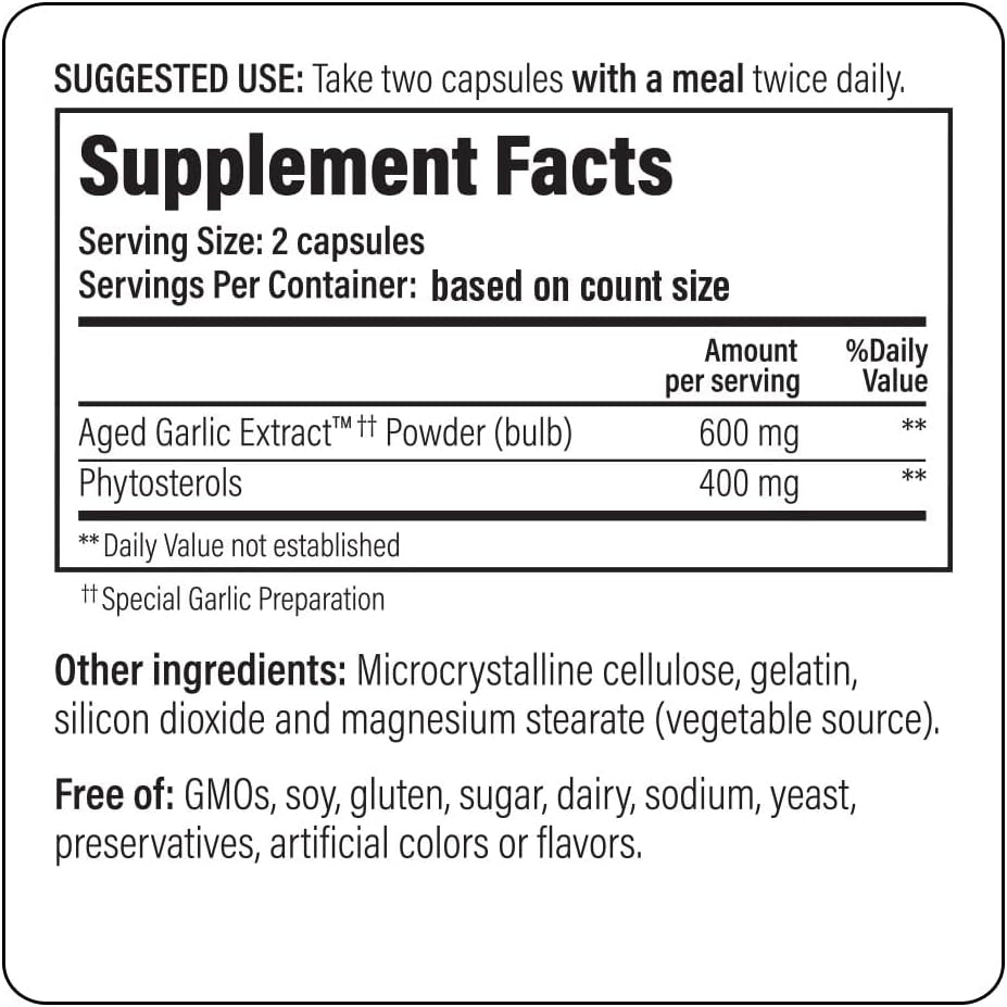 Kyolic Aged Garlic Extract Formula 107, Phytosterols for Cholesterol Support, 240 Capsules (Packaging May Vary) 
