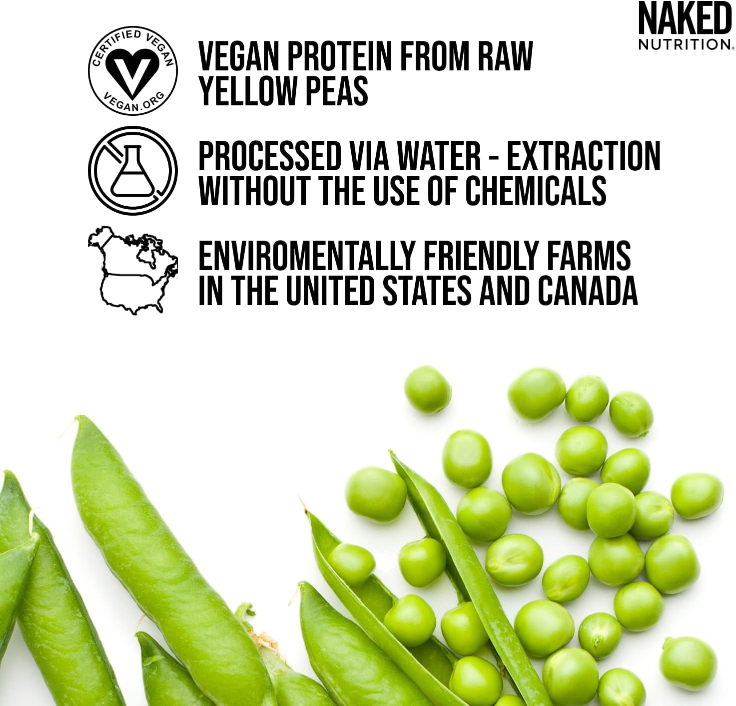 NAKED Pea - 5LB 100% Pea Protein Powder from North American Farms - Unflavored Vegan Pea Protein Isolate - Plant Protein Powder, Easy to Digest - 76 Servings 