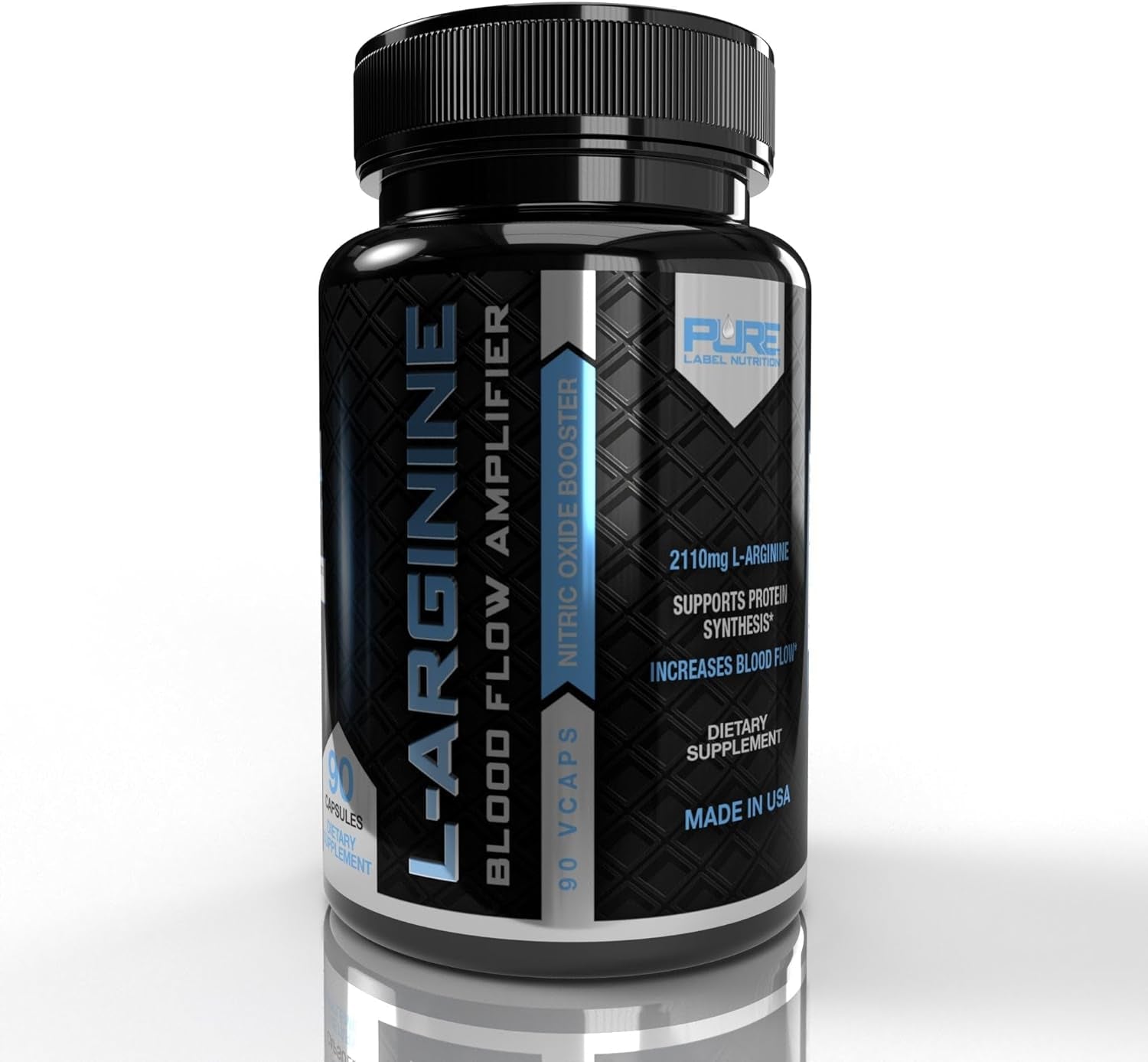 L Arginine Capsules, Nitric Oxide Booster, Amino Acid Supplement for Men and Women, Helps Build Muscle & Strength and Boost Energy, Blood Flow Support - 90 Caps