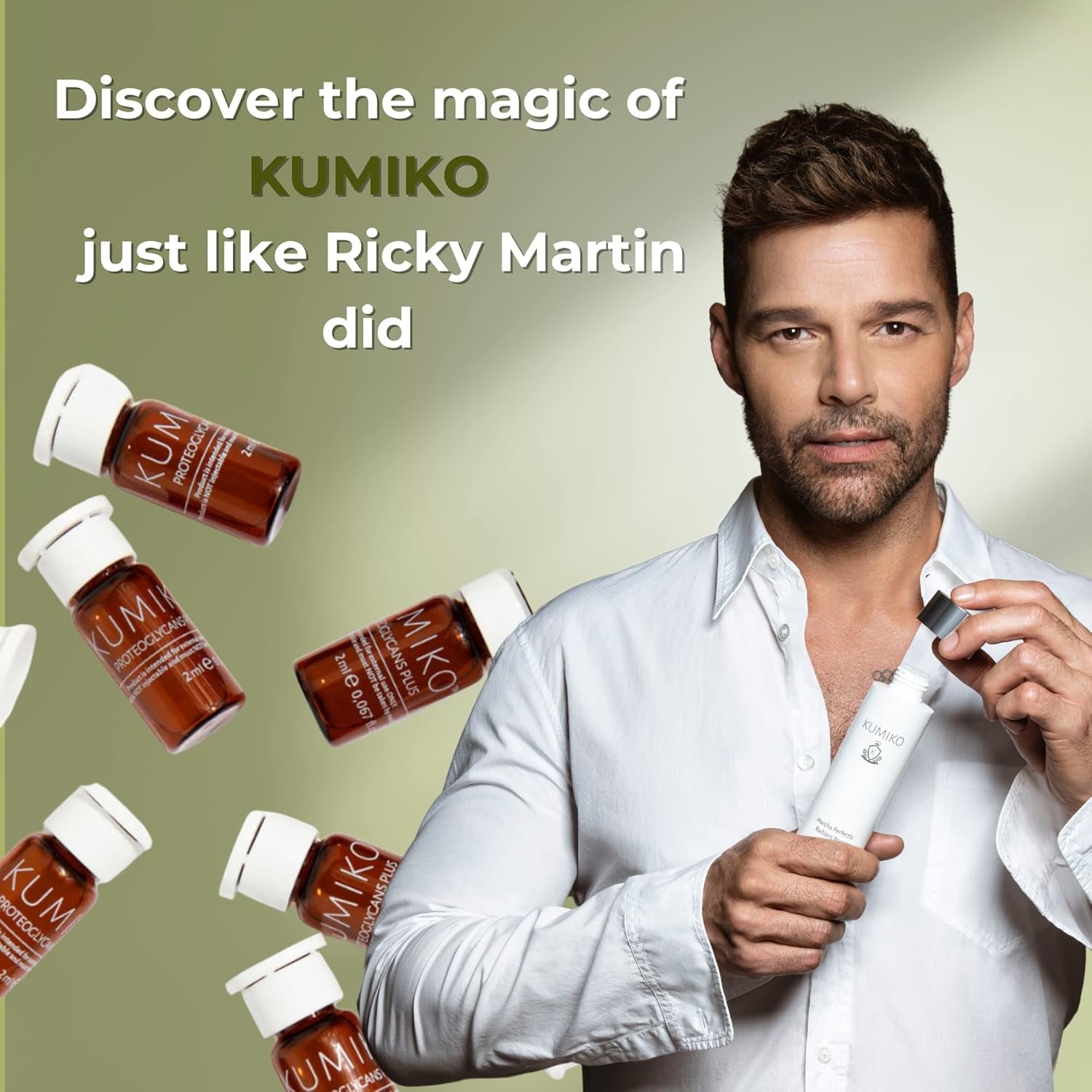 KUMIKO Ultimate Age Defying Matcha Revitalizing Facial Ampoule for Men and Women - Facial Serum Hydrates & Plumps Skin - Defend, Restore and Rejuvenate All Skin Types with Vitamin C - 15 Vials