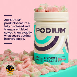 Podium Nutrition, Instantized BCAA Powder, Hydro and Salt, Mango Peach, 30 Servings, Electrolytes, Hydration, Recovery 