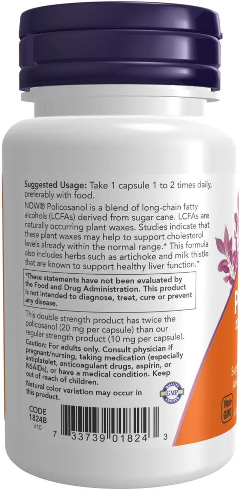 NOW Supplements, Policosanol 20 Mg, Double Strength, Blend of Long-Chain Fatty Alcohols (Lcfas) Derived from Sugar Cane, 90 Veg Capsules