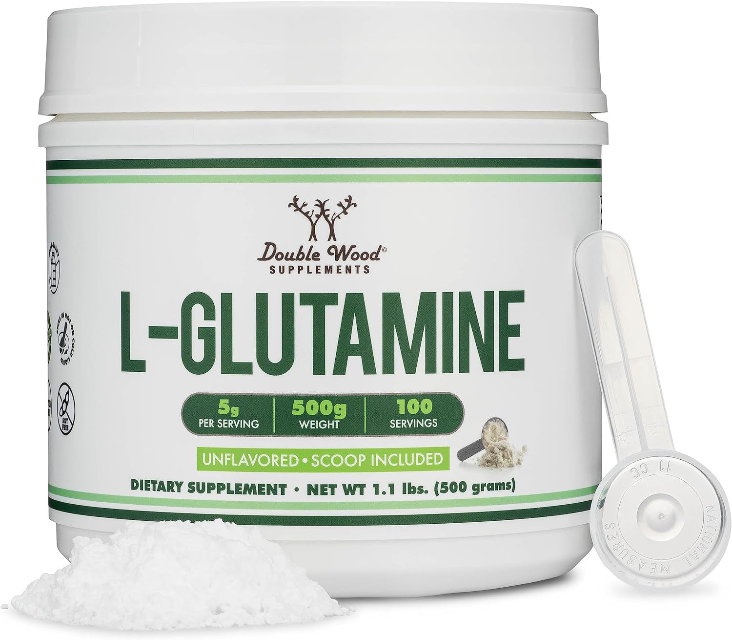 L Glutamine Powder 1.1Lbs (100 Servings of 5 Grams Each - Third Party Tested L-Glutamine Powder) Unflavored, Keto, Vegan Friendly (With Scoop) for 