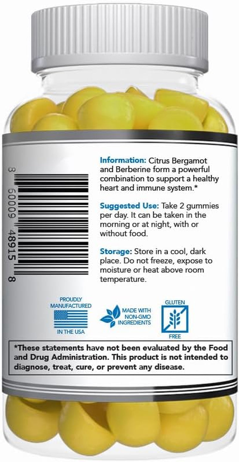 Premium Citrus Bergamot Extract Supplement with Berberine Gummies - 500Mg, 60 Gummies