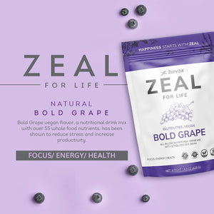 Zurvita Zeal for Life 30-Day Wellness Bag, 420 Grams, Wild Berry (Guarana Free)