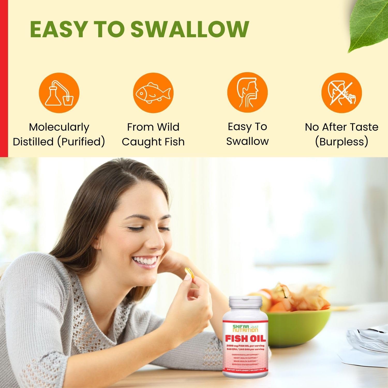 Halal Fish Oil Softgels 100 Ct, Standard Strength - Halal Omega 3 Fish Oil Supplements. Wild Caught, Non-Gmo & Purified Fish Oil - Halal Vitamins