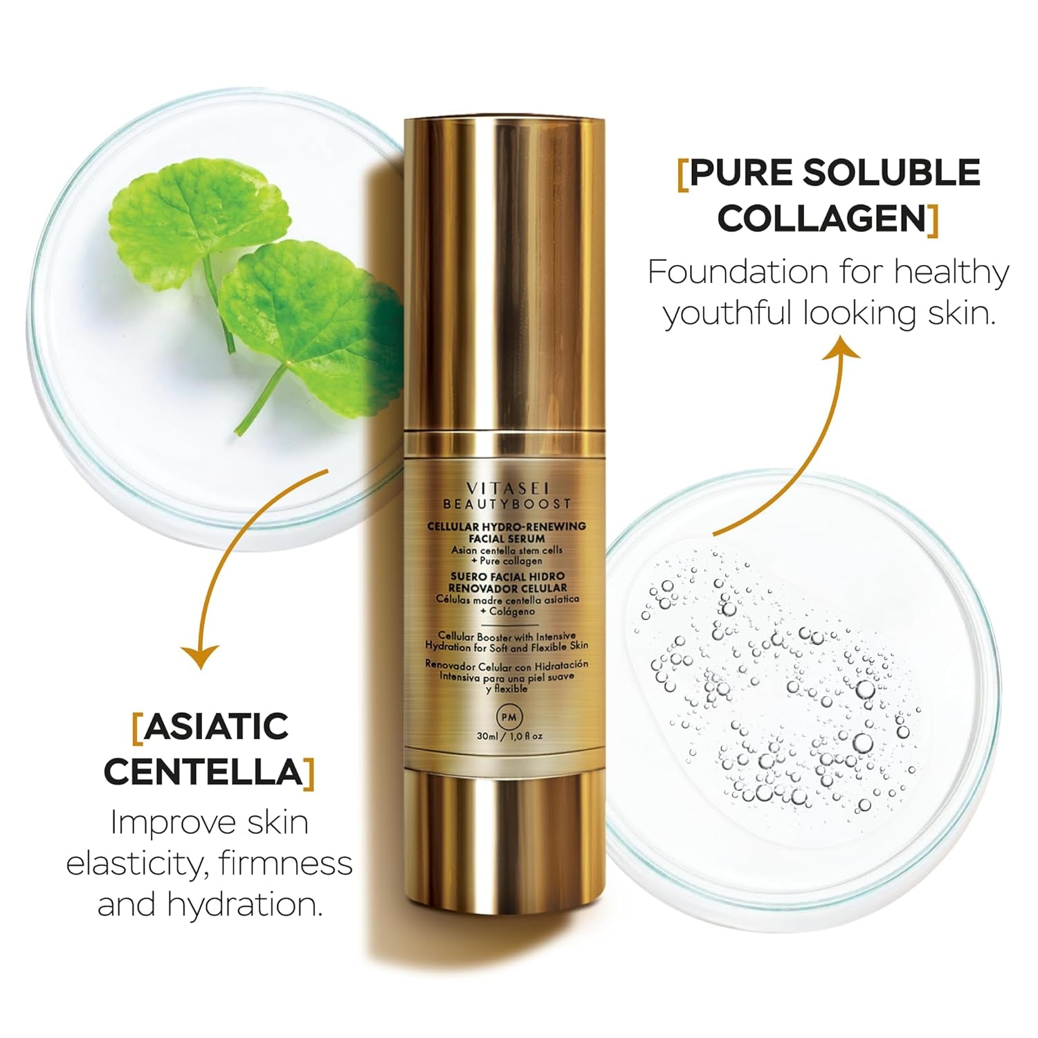 AM/PM Anti-Aging Facial Serum Duo, Deep Hydration, Photoaging Protection with Arabian Cotton Stem Cells & Hyaluronic Acid (AM), Firming & Rejuvenation with Centella Asiatica Stem Cells & Collagen (PM)