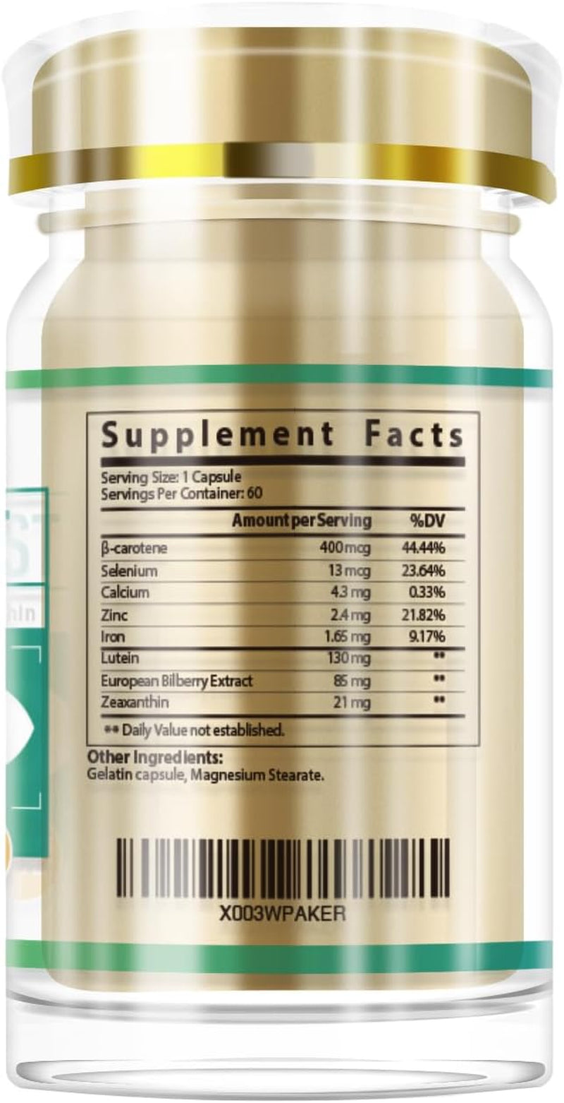 Vision Boost - Eye Vitamins & Mineral Supplement, Lutein & Zeaxanthin & European Bilberry Extract, Vision and Eye Function Support - 60 Capsules