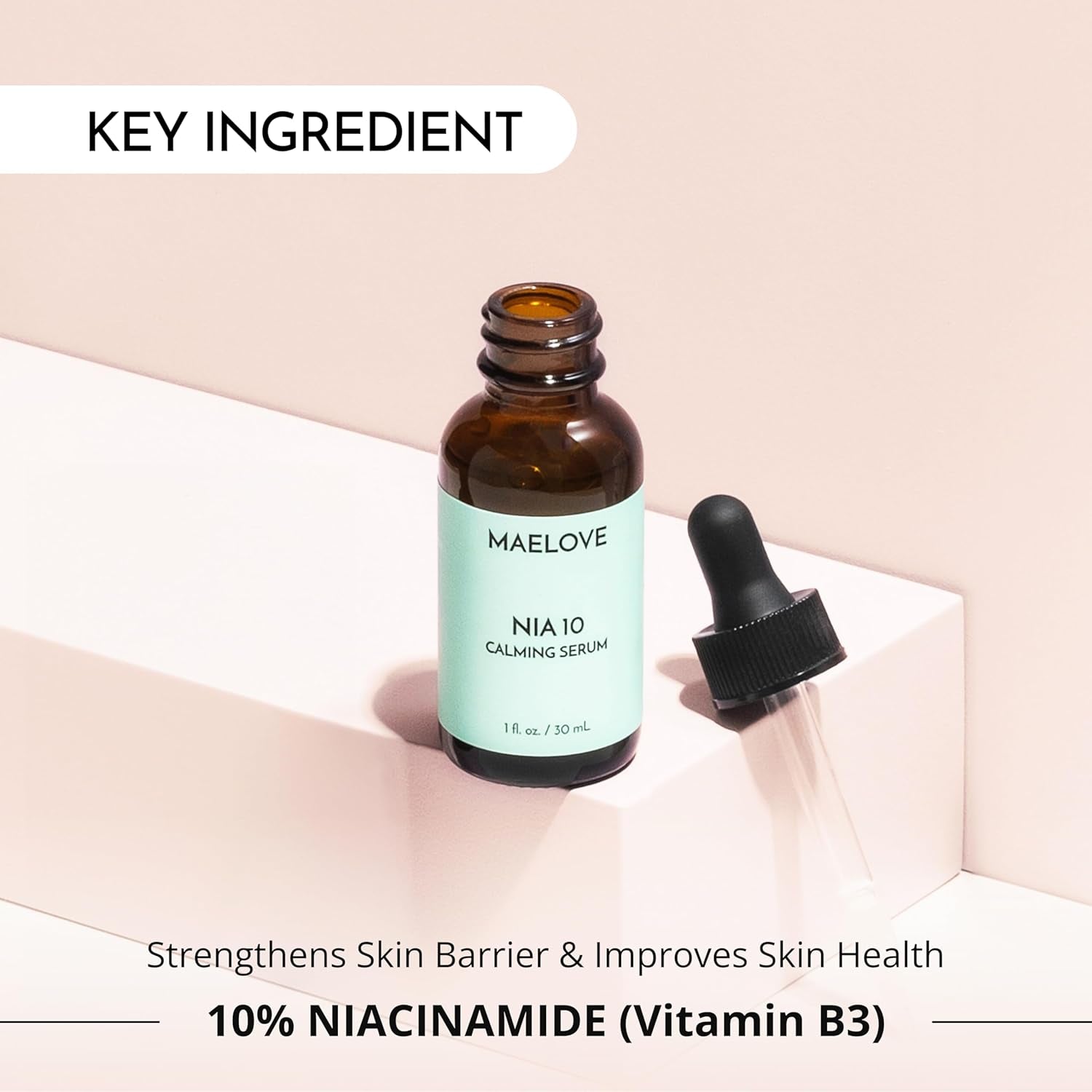 MAELOVE NIA 10 Niacinamide Serum, Calming Face Serum for Strengthening Skin Barrier, Hydration & Pore Refinement, Suitable for Sensitive, Dry, Acne-Prone Skin, Vegan, Cruelty-Free, USA Made