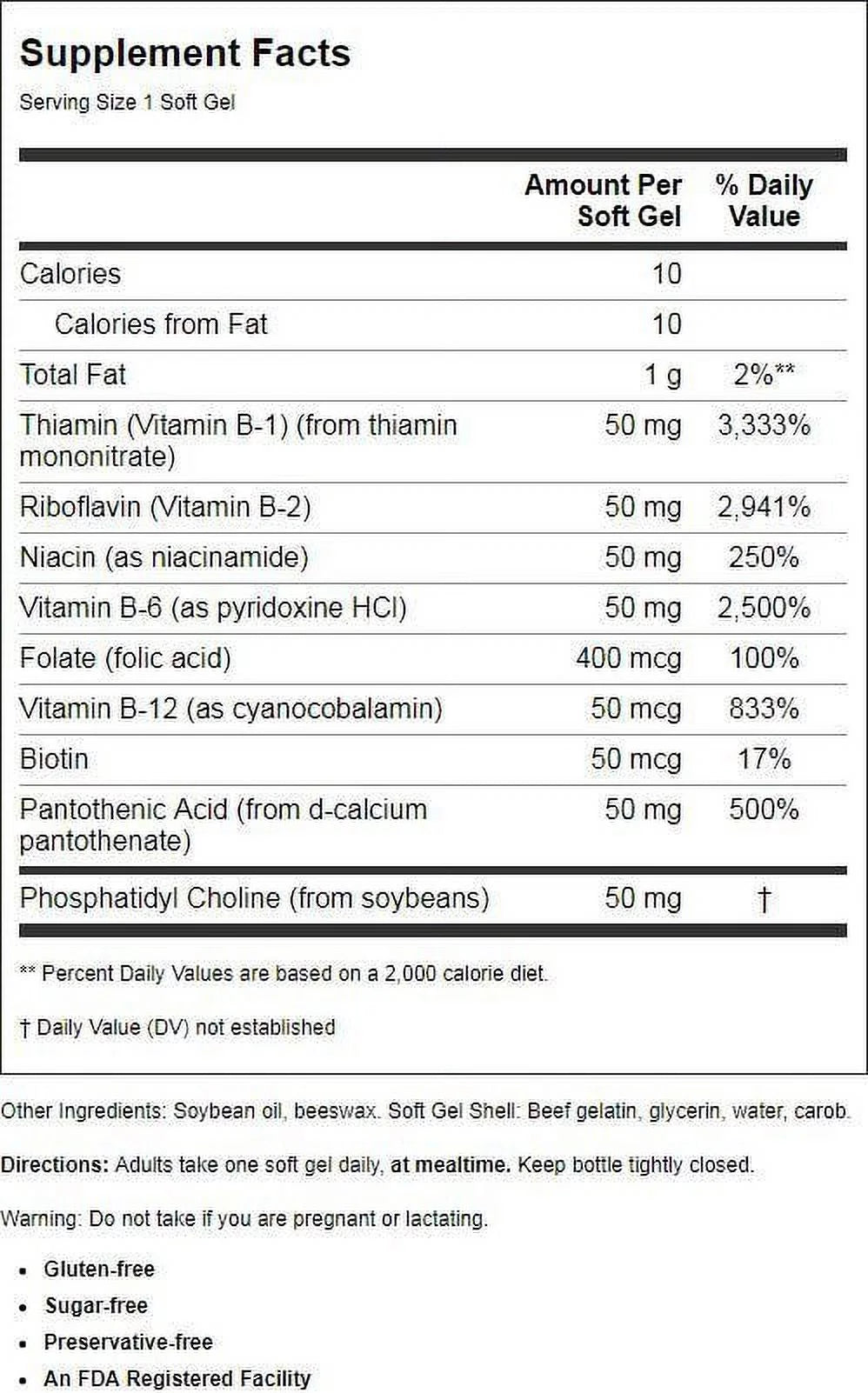 '- B50 Gel Vitamin B Complex - 100 Softgels