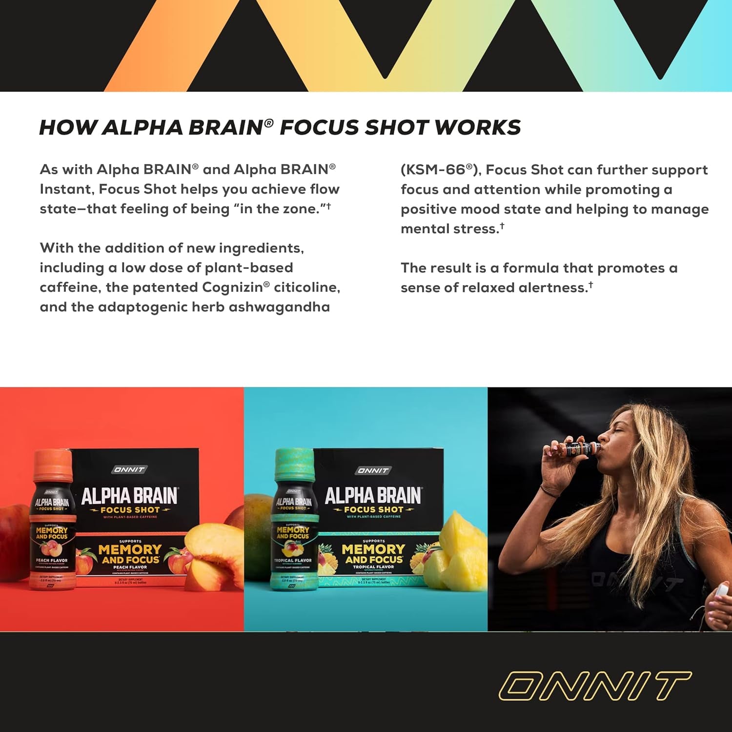 Alpha BRAIN Focus Energy Shot Supplement - Energy, Focus, Mood, Stress, Brain Booster Drink - Tropical (2.5 Fl Oz, 6 Ct)