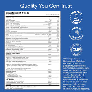 Men'S Total Health Pack Daily Multivitamin Supplement, Energy, Stress Support, Krill Oil, 22 Key Vitamins & Minerals, Vit D, C, B12, E, A, B6, K, Biotin, Zinc, Astaxanthin (30 Pack)