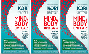 Kori Stress & Body Adaptogen Supplement - Krill Oil & Ashwagandha/Omega-3 Fatty Acids for Heart, Brain, Eye, & Joint Health/Occasional Stress, Mood, & Sleep Support / 80 Softgels