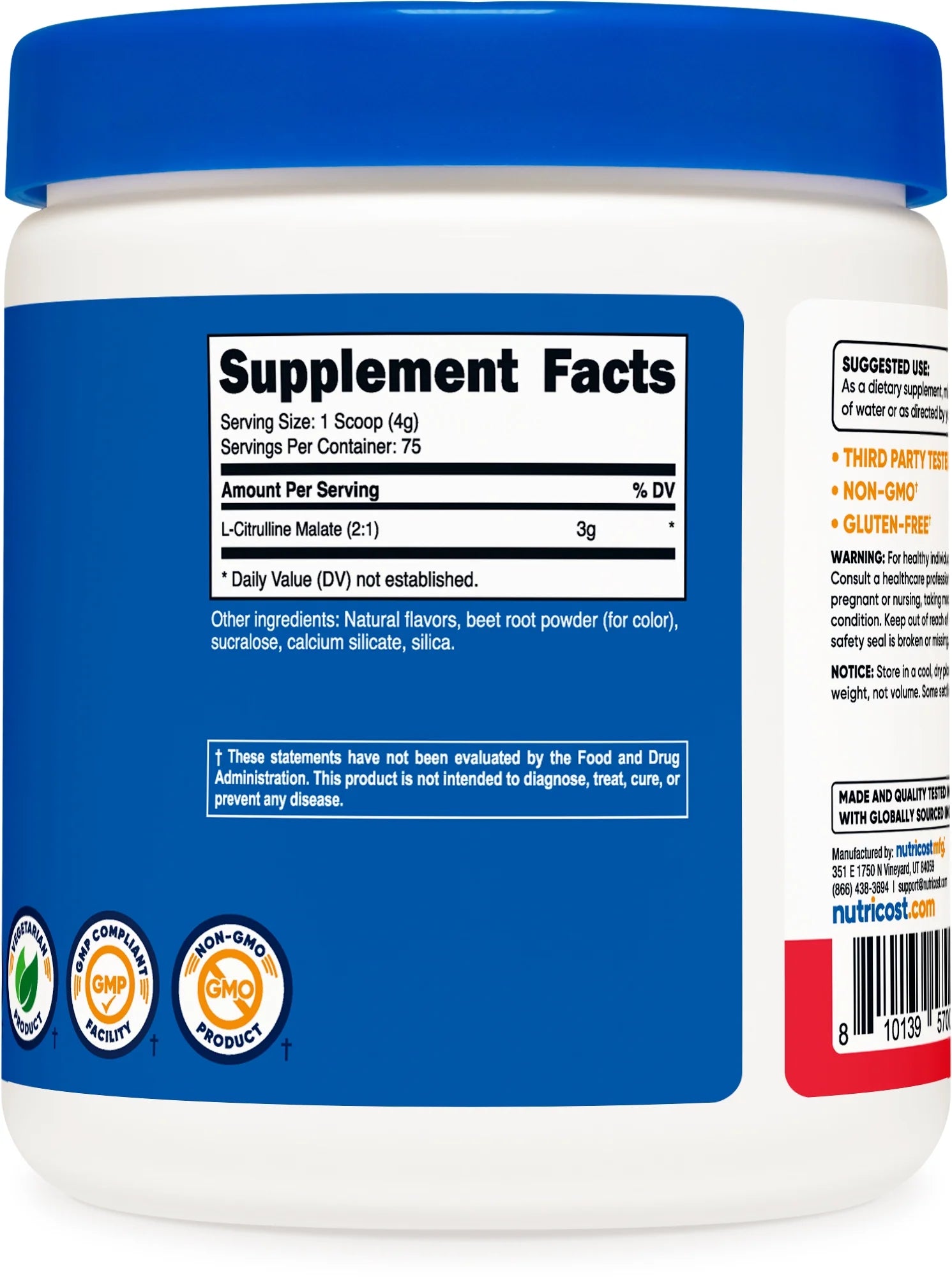 L-Citrulline Malate 2:1 (300G) Fruit Punch - Workout Support, Muscle Performance, Nitric Oxide Booster - Fitness Supplement Powder