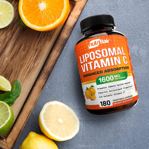 Nutriflair Liposomal Vitamin C 1700Mg, 180 Capsules - High Absorption, Fat Soluble VIT C, Antioxidant Supplement, Higher Bioavailability Immune System Support & Collagen Booster, Non-Gmo, Vegan Pills