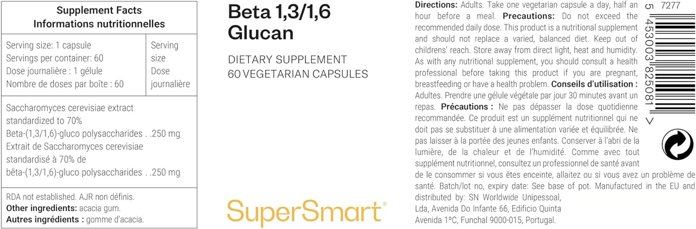 '- Beta 1.3/1.6 Glucan 250 Mg - Immune System Booster - Powerful Immunostimulant - Clinically Proven Properties | Non-Gmo & Gluten Free - 60 Vegetarian Capsules
