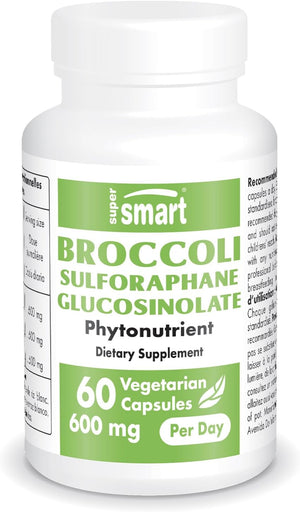 Supersmart - Broccoli Sulforaphane Glucosinolate 600Mg per Day (High Strength) - 10% SGS with Myrosinase - Broccoli Supplement | Non-Gmo & Gluten Free - 60 Vegetarian Capsules 