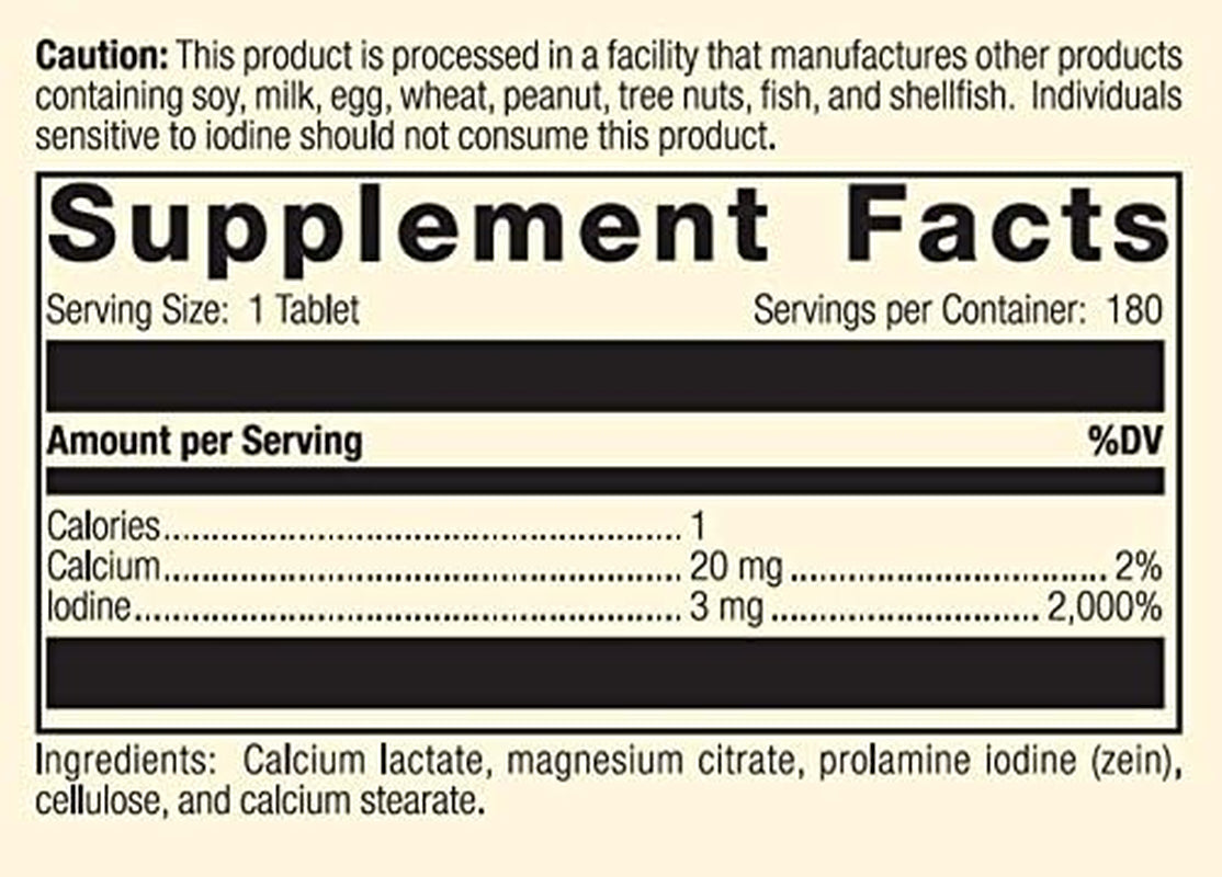 Standard Process - Prolamine Iodine - Supports Healthy Iodine Levels, Healthy Thyroid Function, Calcium, Iodine, Gluten Free and Vegetarian - 180 Tablets