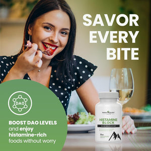 Premium Diamine Oxidase DAO Supplements Histamine Blocker - Food-Derived Histamine Intolerance Relief - DAO Enzyme Supplements - Made in USA - 30 Ct